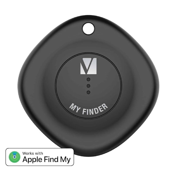 Verbatim Bluetooth Tracker My Finder Black, IP66, IOS Iphone, Ipad, Macbook, Long Life, Pets, Kid, Luggage, Backpack Apple Find My Retail Pack 66840