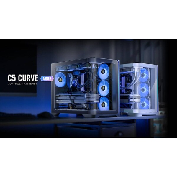 Antec C5 Curve ARGB ATX Micro-ATX ITX 4mm Tempered Glass LED Control Button USB 3.0 x 2 Type-C 3.2 Gen 2 x 1 MIC x 1 HD-AUDIO x1 Mid Tower Black Case