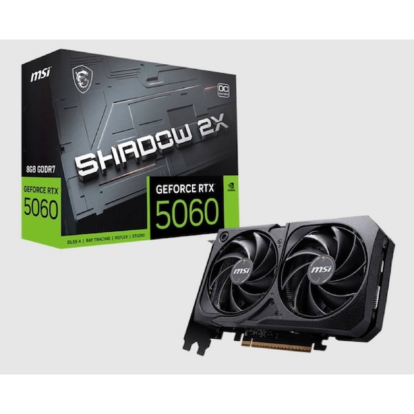 MSI nVidia GeForce RTX 5060 8G SHADOW 2X OC, PCI Express Gen 5 x16, Boost: 2527 MHz, CUDA 3840 Units, 8GB GDDR7, . HDMI x 1