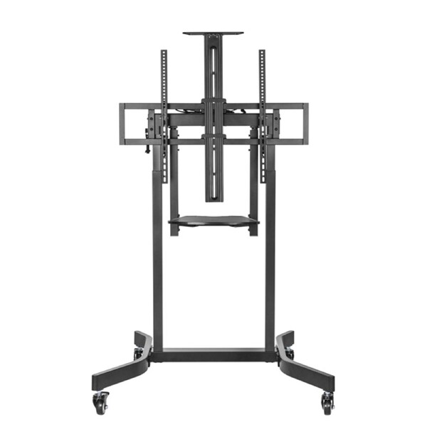 Brateck Deluxe Motorized Large TV Cart with Tilt, Equipment Shelf and Camera Mount Fit 55'-100' Up to 120kg- Matte Black