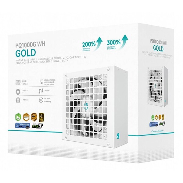 DeepCool PQ1000G WH 1000W Gamer Storm 80+ Gold/Cybenetics Fully Modular ATX Power Supply 120mm Fan, Japanese Capacitors, DC to DC, ATX12V V3.1,