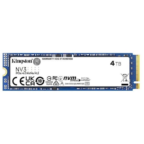 Kingston SNV3S NV3 4TB PCle 4.0x4 NVMe M.2 2280 SSD 6000/5000MB/s 3D HAND compaitible Notebook and SFF 5Y Limited