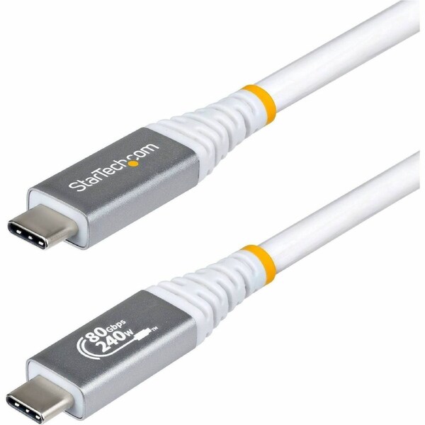 StarTech.com 1.5m (5ft) USB4 Cable, 80Gbps, USB-IF Certified USB-C Cable, 240W, 8K 120Hz/4K 240Hz DP2.1, Thunderbolt 4 Compatible, White - 1.5m/5ft /