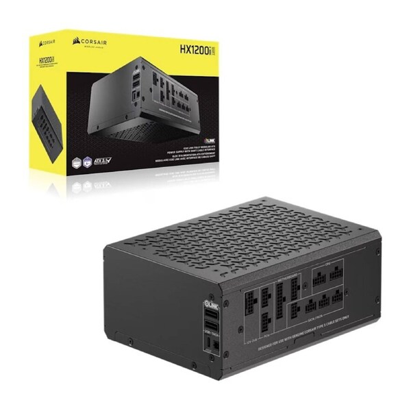 Corsair HX1200i SHIFT Fully Modular Platinum ATX Power Supply, ATX 3.1, 8x PATA, 2x EPS, 8x SATA, 4x PCIe, DSP, fully modular, 140mm FDB fan, 10yr WTY