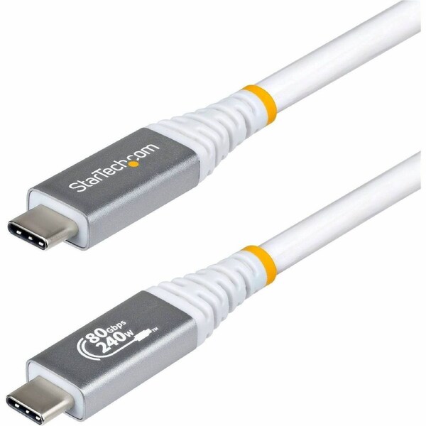 StarTech.com 1m (3.3ft) USB4 Cable, 80Gbps, USB-IF Certified USB-C Cable, 240W, 8K 120Hz/4K 240Hz DP2.1, Thunderbolt 4 Compatible, White - 1m/3.3ft /