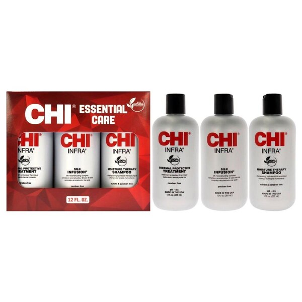 CHI Infra Trio Kit by CHI for Unisex - 3 Pc 12oz CHI Silk Infusion, 12oz CHI Infra Shampoo, 12oz CHI Infra Treatment 3 Pc