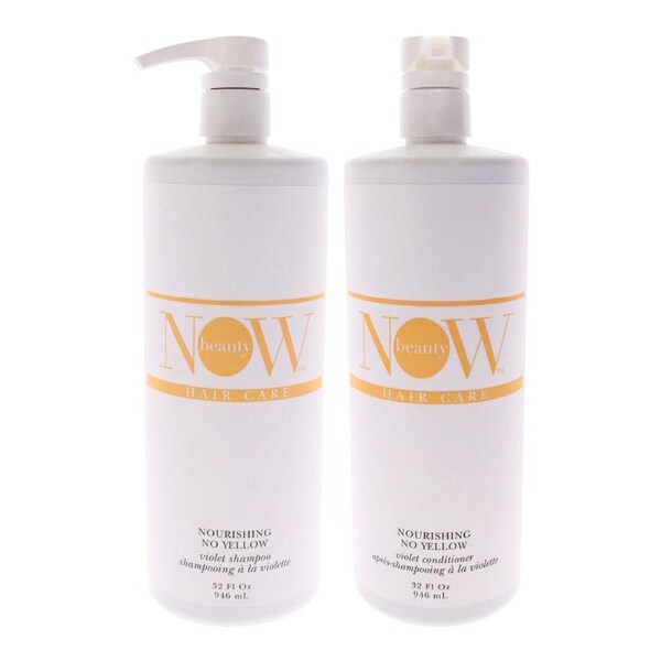 No Yellow Shampoo and Conditioner Kit by NOW Beauty for Unisex - 2 Pc Kit 32oz Shampoo, 32oz Conditioner 2 Pc Kit