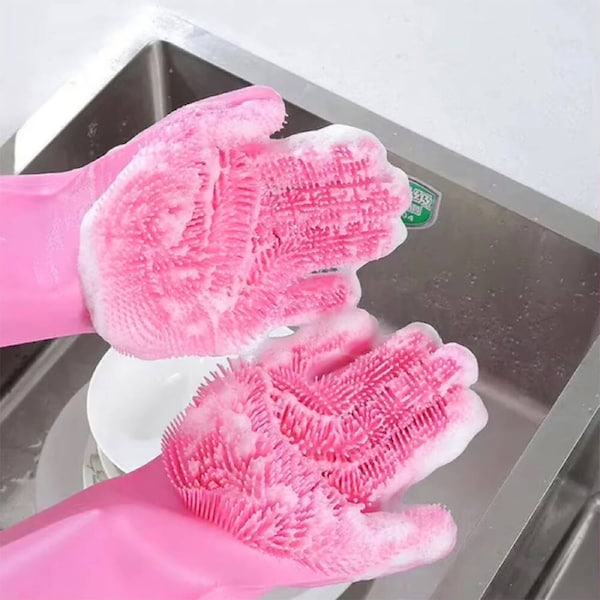 5 Pair Silicone Dish Gloves With Scrubbers Thick Tear-Resistant Dishwashing Gloves