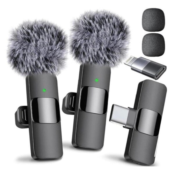 Dual Wireless Lavalier Microphone for iPhone/Android, Plug & Play Lapel Mic with Noise Reduction for Vlog, YouTube, TikTok