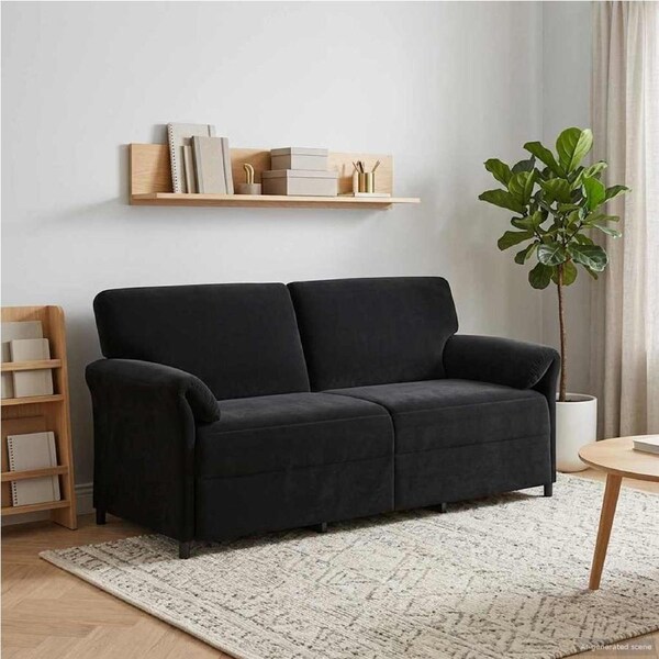 3-Seater Sofa Black 198 x 83 x 95 cm Velvet vidaXL