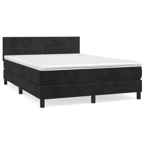 Box Spring Bed with Mattress Black 153x203 cm Queen Size Velvet vidaXL