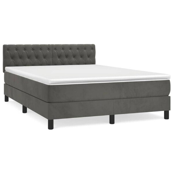 Box Spring Bed with Mattress Dark Grey 153x203 cm Queen Size Velvet vidaXL