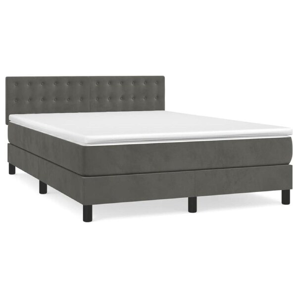 Box Spring Bed with Mattress Dark Grey 153x203 cm Queen Size Velvet vidaXL
