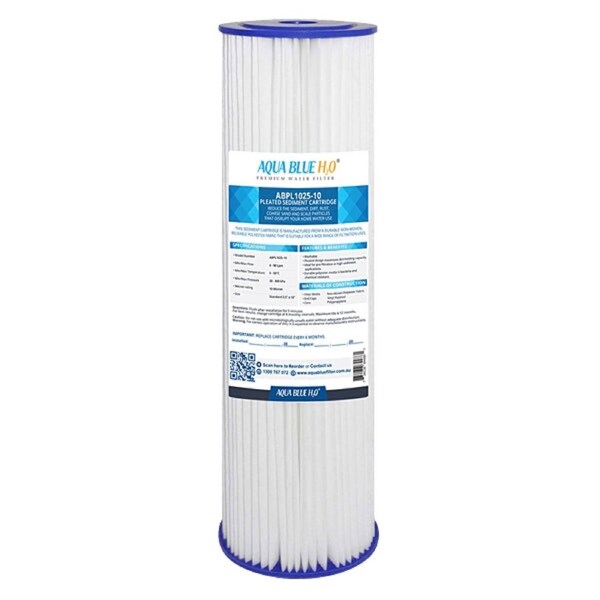 ABPL1025 Pleated Sediment Water Filter Cartridge 10" 1 Micron by Aqua Blue H20