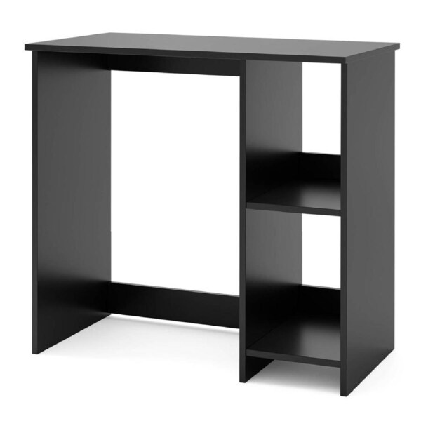 Costway 80cm Wood Computer Desk Dressing Table Office Writing Workstation 2 Open Shelves Rustic Black