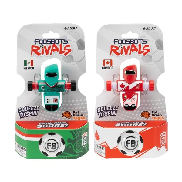 Foosbots Rivals Canada & Mexico Squeeze To Spin Kids Soccer Football Toy 6Y+
