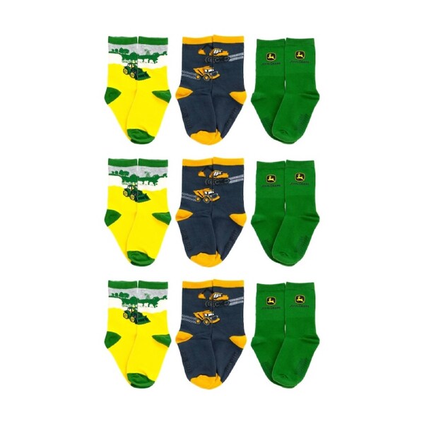 3x 3pc John Deere 2-4Y Shortie Truck Design Cotton Blend Socks For Toddlers
