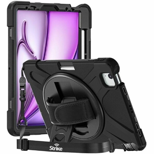 Strike Apple iPad Air 13 2024 Rugged Case with Hand Strap & Lanyard Shoulder Strap - Fits Air 13 2024 Model.
