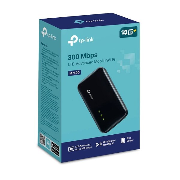 TP-Link M7400 300 Mbps LTE-Advanced Mobile Wi-Fi Supports up to 32 devices simultaneously, up to 300 Mbps download and 50 Mbps upload speeds