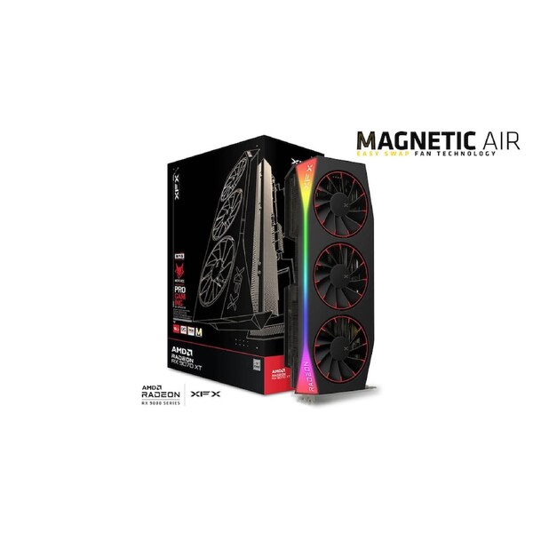 XFX Mercury AMD Radeon RX 9070XT OC Magnetic Air Edition with RGB 16GB GDDR6, HDMI 3xDP, AMD RDNA™ 4 (97TMARGB9)