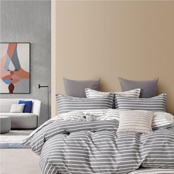 Ardor Anderson Bed Quilt Cover Set Cotton Home Bedding w/ Pillowcase Grey Queen