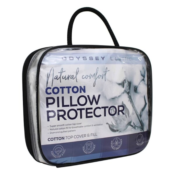 Odyssey Living Cotton Quilted Pillow Protector Pillowcase 50cm x 75cm White