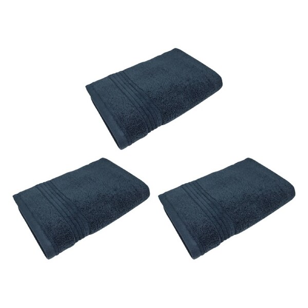 3x Bas Phillips Valencia Zero Twist Cotton Hand Towel 40 x 60cm Navy