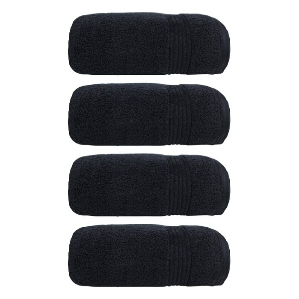 4x Bas Phillips Valencia Zero Twist Cotton Bath Towel 68 x 137cm Black