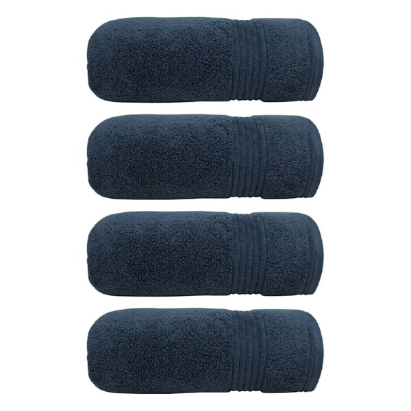 4x Bas Phillips Valencia Zero Twist Cotton Bath Towel 68 x 137cm Navy