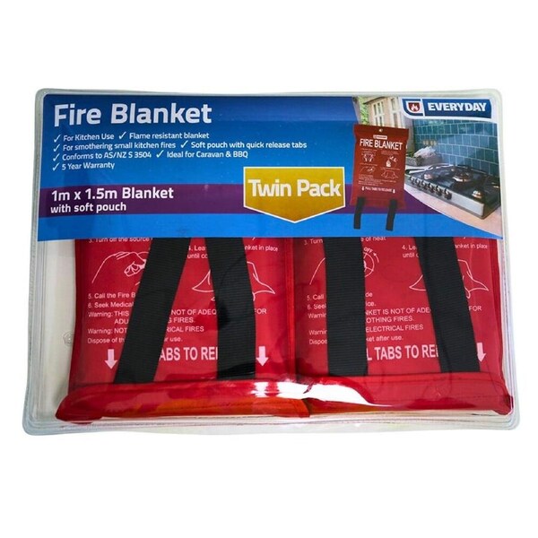 2pcs (Twin-Pack) Everyday Fire Blanket (1.5mx1m) w/ Soft Pouch (AS/NSZ 3504)