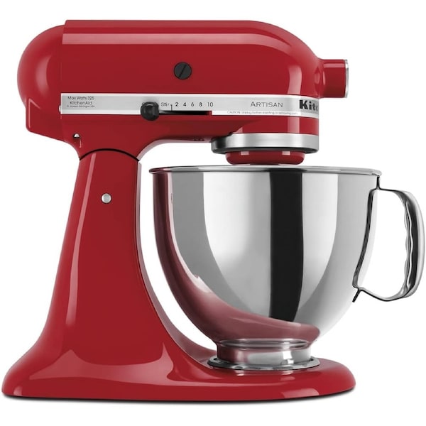 KitchenAid KSM150 Empire Red 300W 10 Speed 4.7L Stainless Steel Bowl Tilt-Head Stand Mixer, Whisk, Flat Beater, Dough Hook