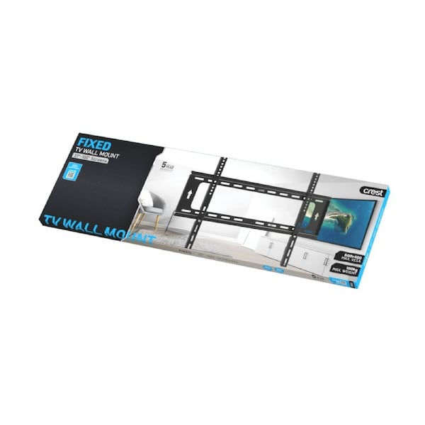 Crest Fixed TV Mount Fits 37 To 90 Inch Holds 100kg High-Grade Steel Black