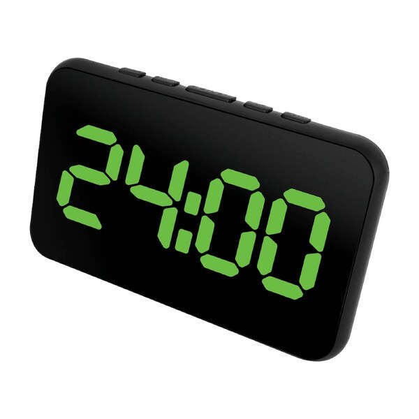 Liquid Ears Large Display Alarm Clock Date USB Battery Power Dimmable Black