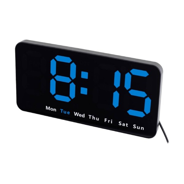 Liquid Ears Large Display Alarm Clock Dual Alarms Dimmable USB Powered Black