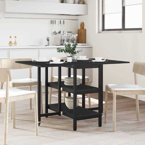 Dinning Table 122 x 80 x 76.5 cm Engineered Wood Black Oak vidaXL