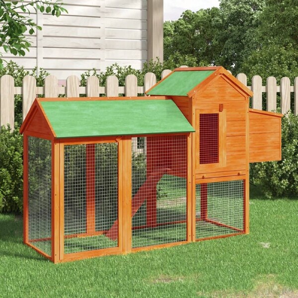 Chicken Coop Brown 193x65x117 cm Solid Wood Pine vidaXL