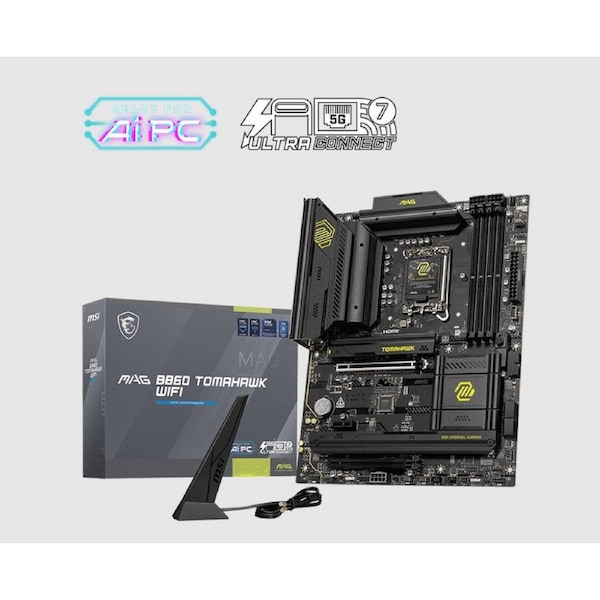 MSI MAG B860 TOMAHAWK WIFI, INTEL B860, 4x DDR5 256GB, 1x HDMI, 2x PCI-E x16 slot, 1x PCI-E x1, 3x M.2, 4x SATA 6G, 8x USB 2.0. Intel® Killer™ BE1750