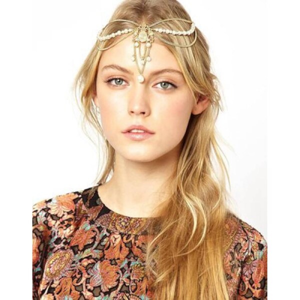 Adult Bohemian Goddess Head Chain - 1920s Flapper Pearl Headpiece