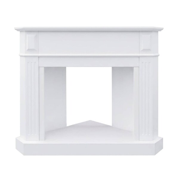 Rene White Corner Electric Fireplace Mantel Surround