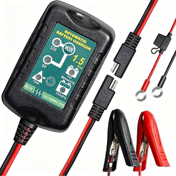 Automatic Battery Charger Maintainer Trickle for Car & Motorcycle 6V 12V 1.5A