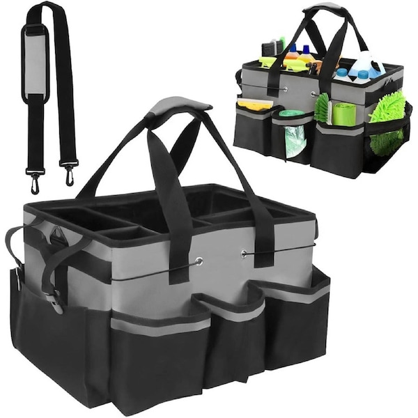 Wearable Cleaning Caddy, Cleaning Caddy Supplies Organizer with Handle Work Grey