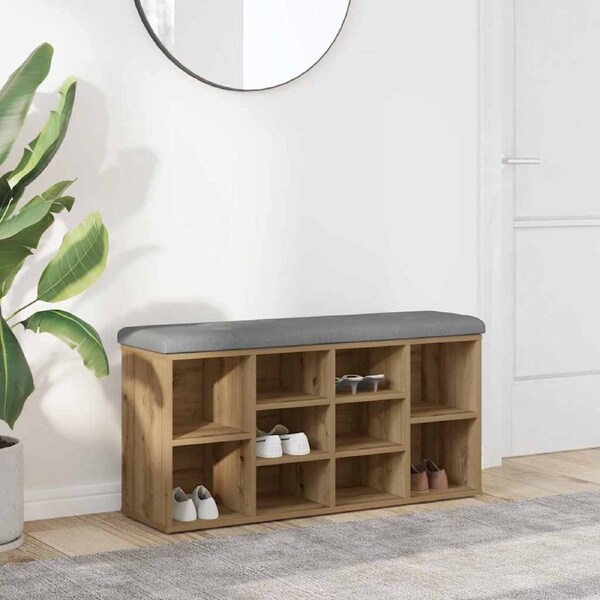 Shoe Bench Artisan Oak 102x32x50 cm Engineered Wood vidaXL