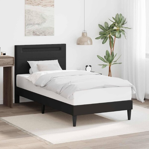 Bed Frame Black 90 x 190 cm Faux Leather vidaXL
