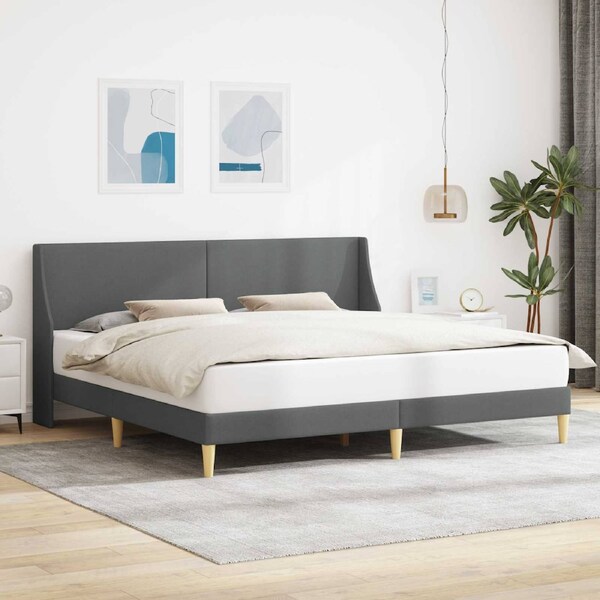 Bed Frame with Headboard Dark Grey connect plate vidaXL
