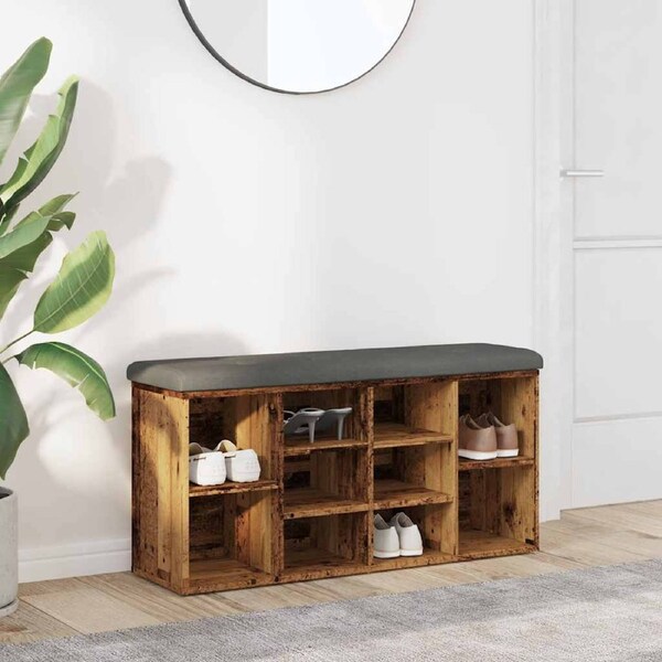Shoe Bench Old Wood 102x32x50 cm Engineered Wood vidaXL