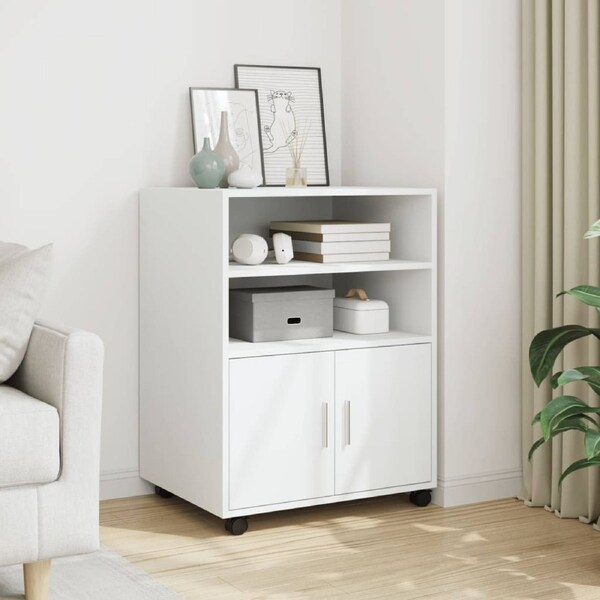 Rolling Cabinet White 60x48x81 cm Engineered Wood vidaXL
