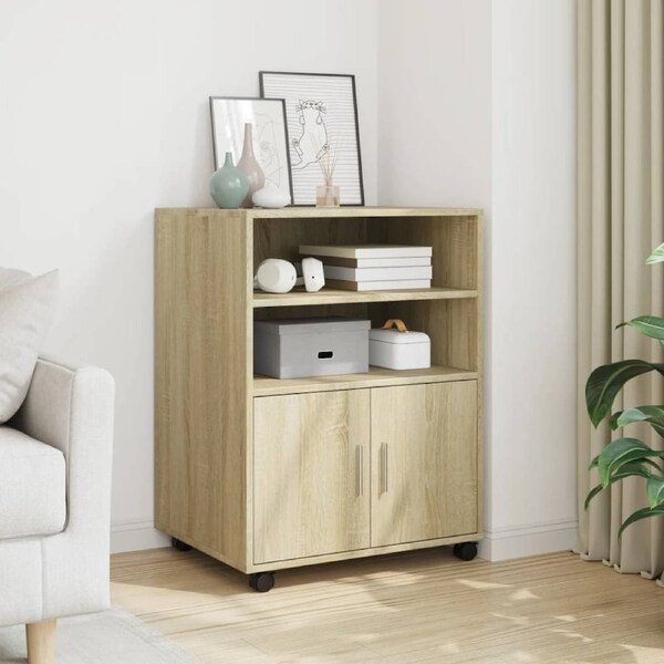 Rolling Cabinet Sonoma Oak 60x48x81 cm Engineered Wood vidaXL