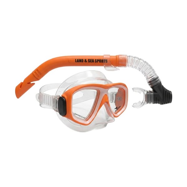Land & Sea Sports Australia Clearwater Silicone Mask Snorkel Set Orange