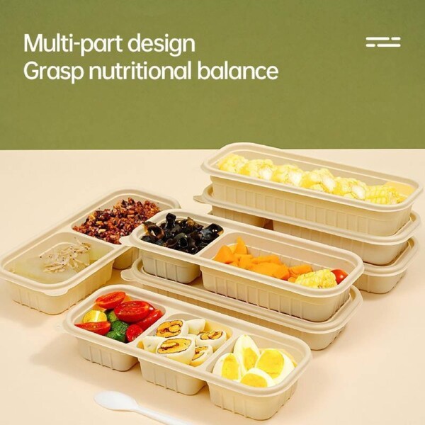 Biodegradable Corn Starch Meal Prep Containers Lids Durable Multi Compartment - C1
