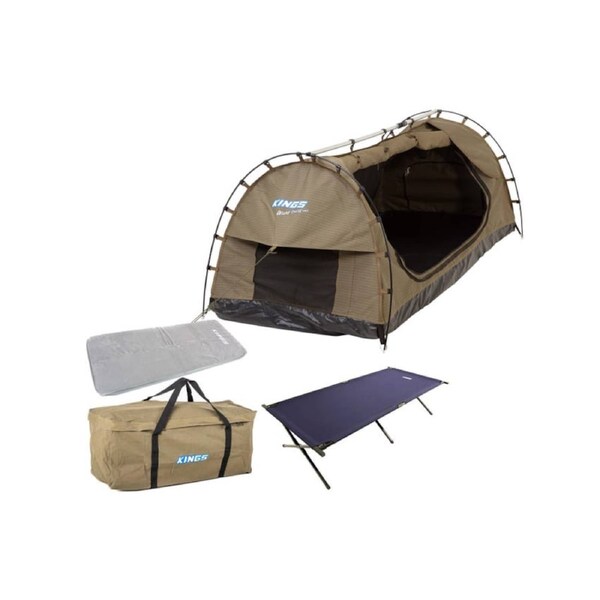 Kings Deluxe Single Camping Swag MKII + Bag +Self Inflating Mattress +Stretcher
